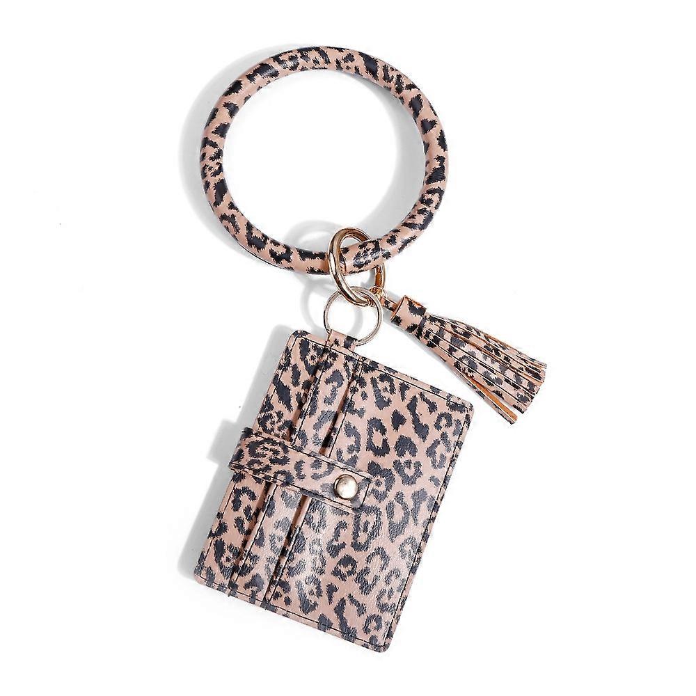 Wrist Ring PU Leather Card Case Key Chain Coin Purse