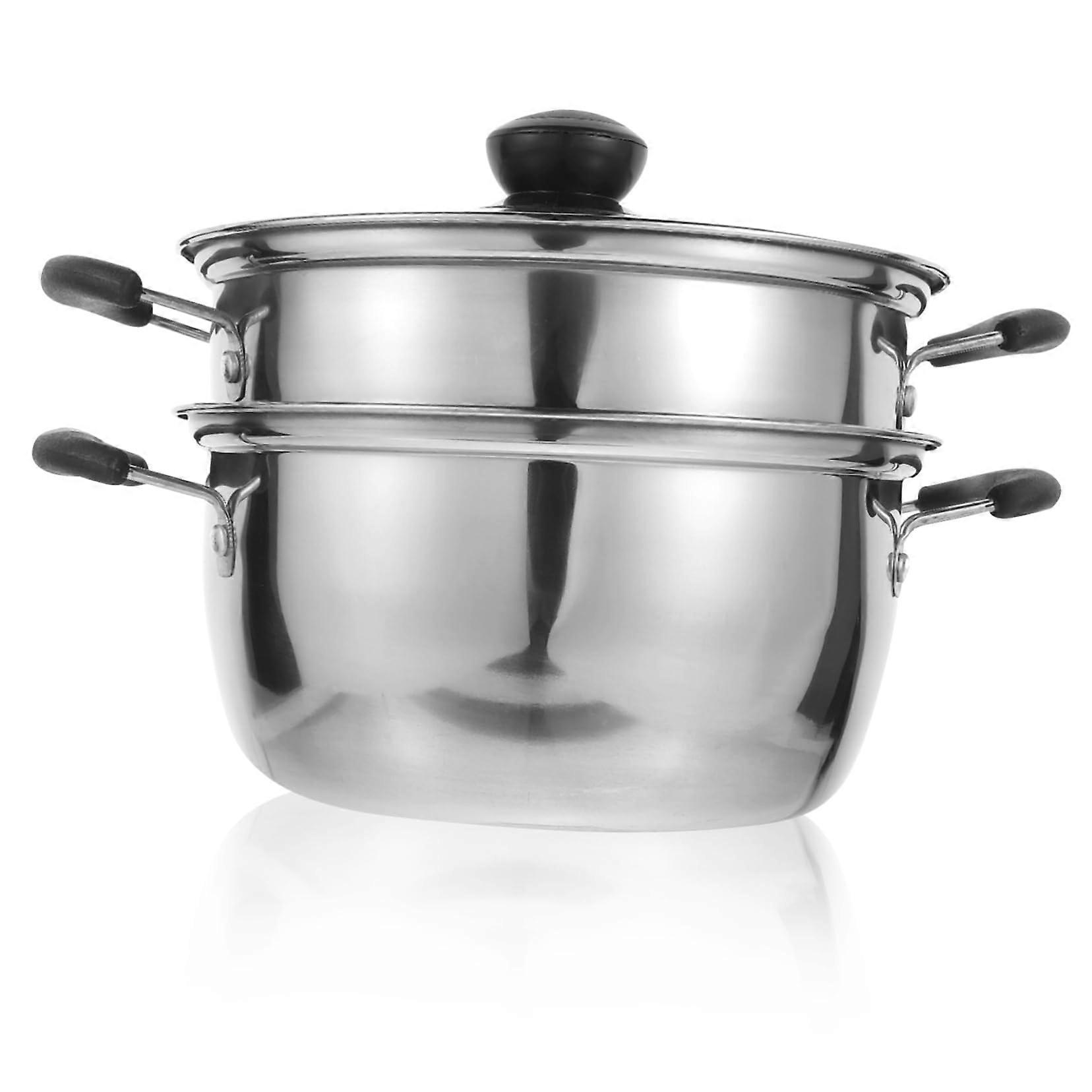 Stainless Steel Steamer Pot Double Layer for Dumplings Soup Vegetables Corrosion Rust Resistant