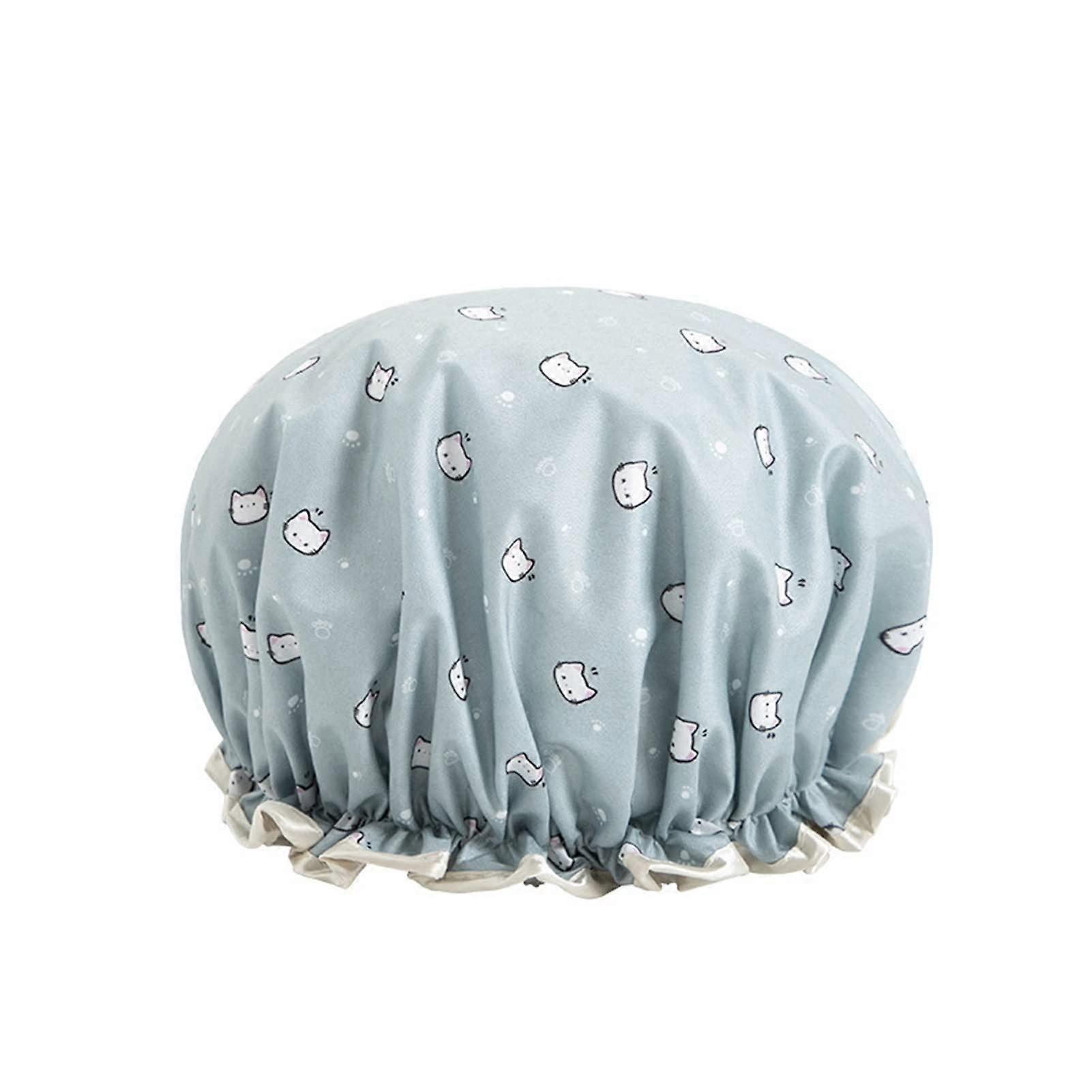 Waterproof Double Layer Shower Cap 27cm Universal Fit Thick Hair Hat for Women Bathroom Use