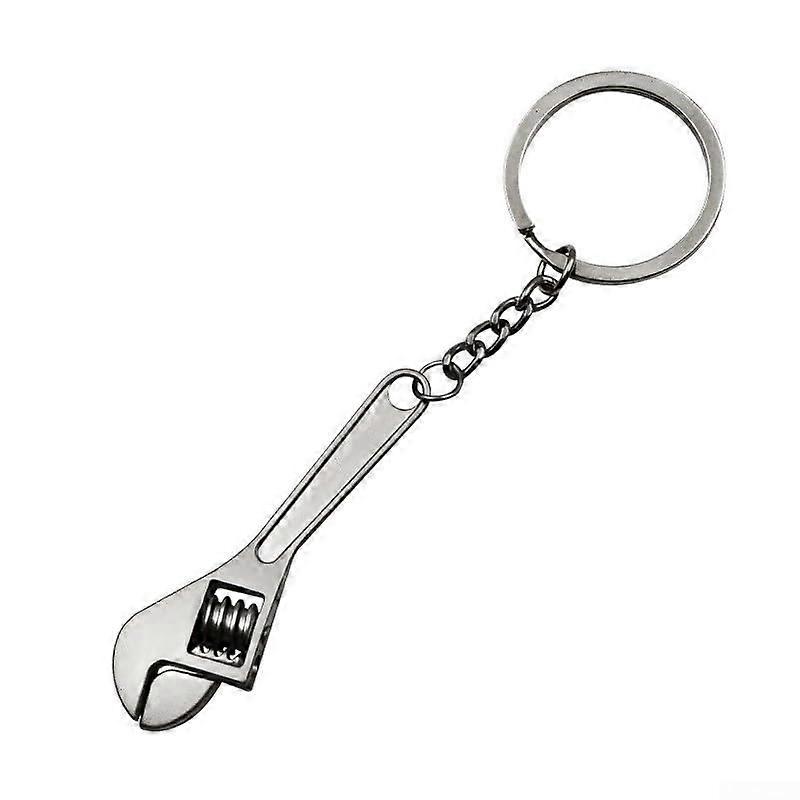 Mini Adjustable Wrench Keychain with Pocket Size Multifunctional Metal Spanner Silver Finish