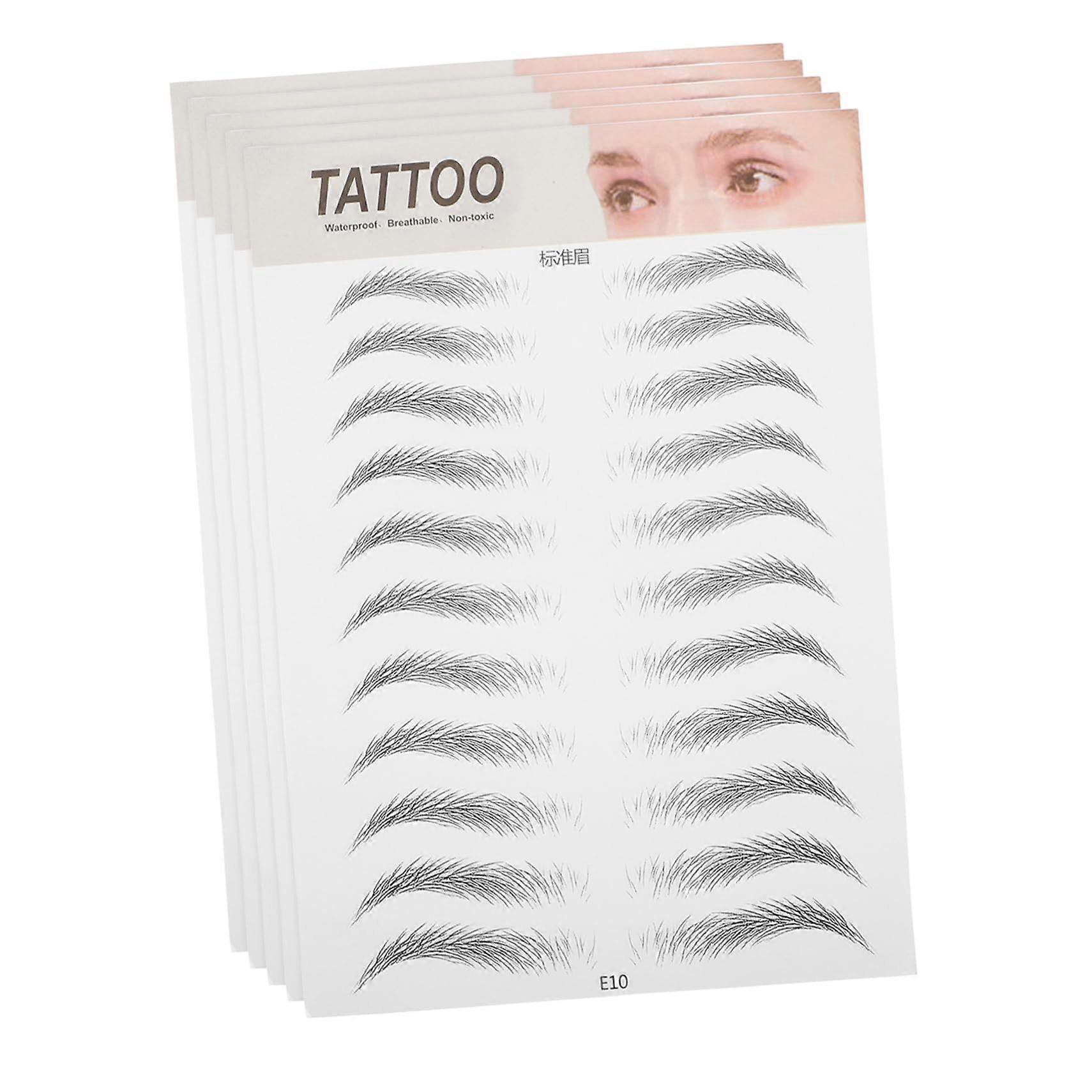 Natural 6D Eyebrow Stickers with Strong Adhesive Hold for Fuller Temporary Brows, 5pcs Set