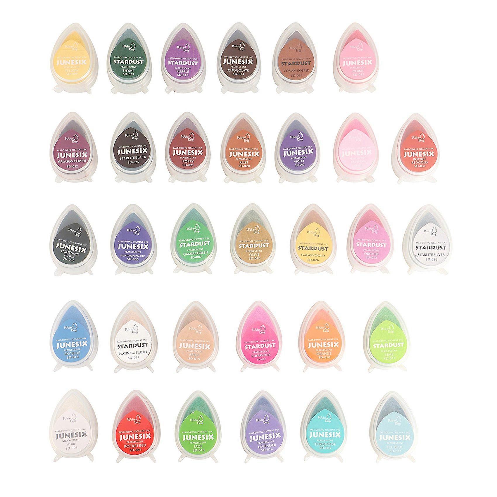 32 barev Water Drop Inkpad Set Glitter Effect pro razítka