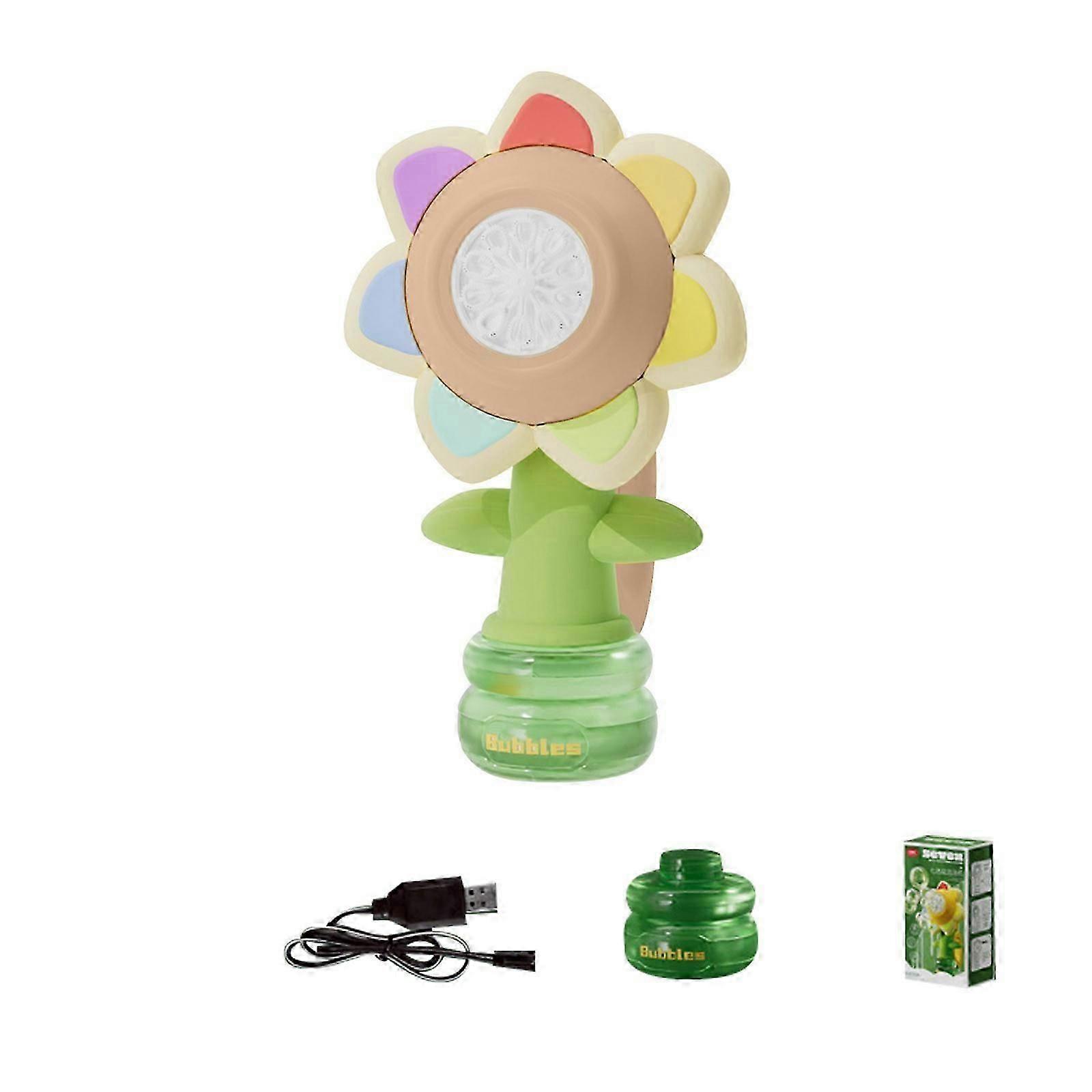 Girassol Bubble Machine Sete Cores Flor Totalmente Automática Bubble Blowing 30ml Flye244796