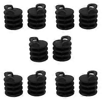 10pc Canoe Kayak Boat Scupper Hole Plugs Stopper Drain Black Nylon Bungs Tools(kui)