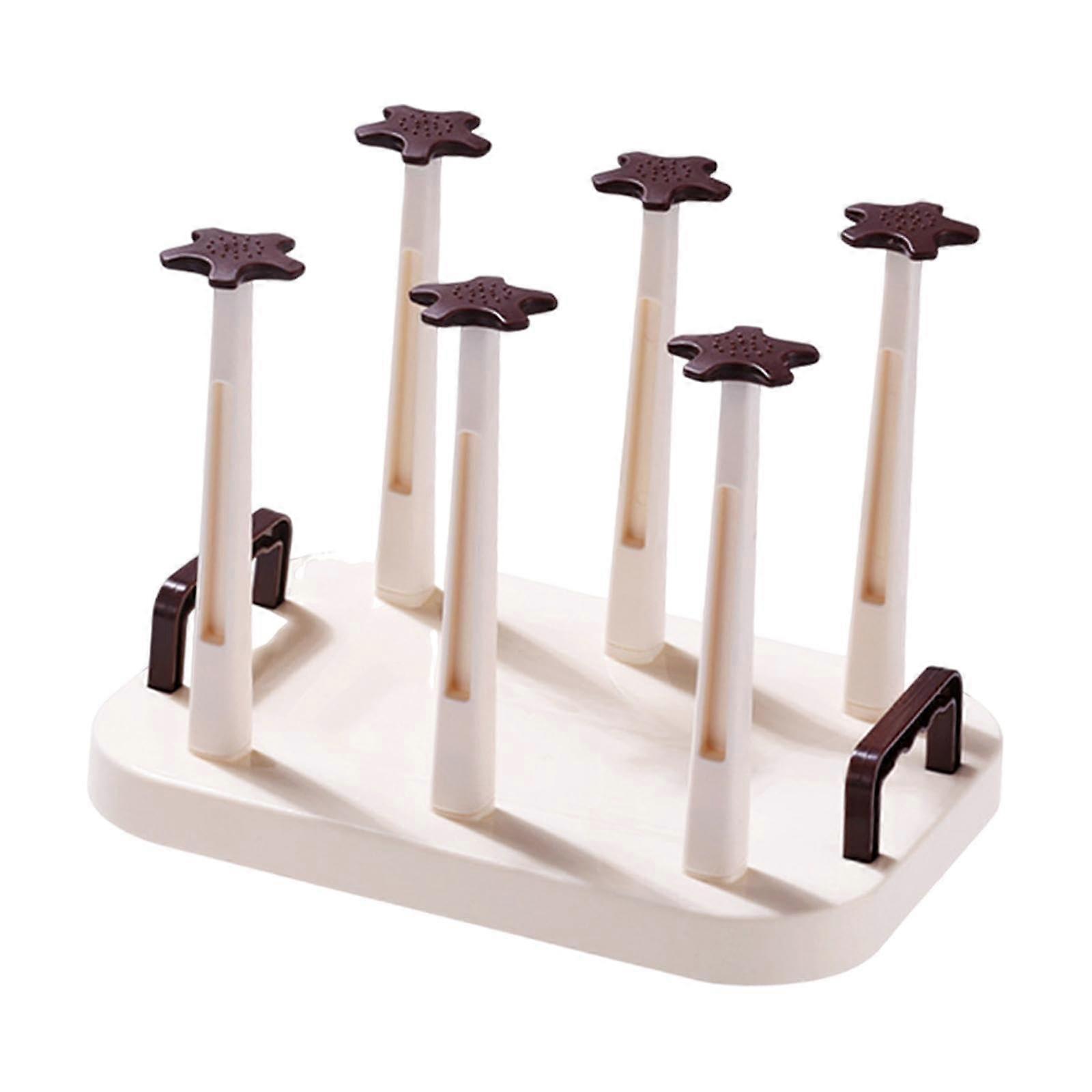 Cup Drying Rack with Double Handles, SpaceSaving 6Cup Mug Holder Stand for Kitchen Countertop