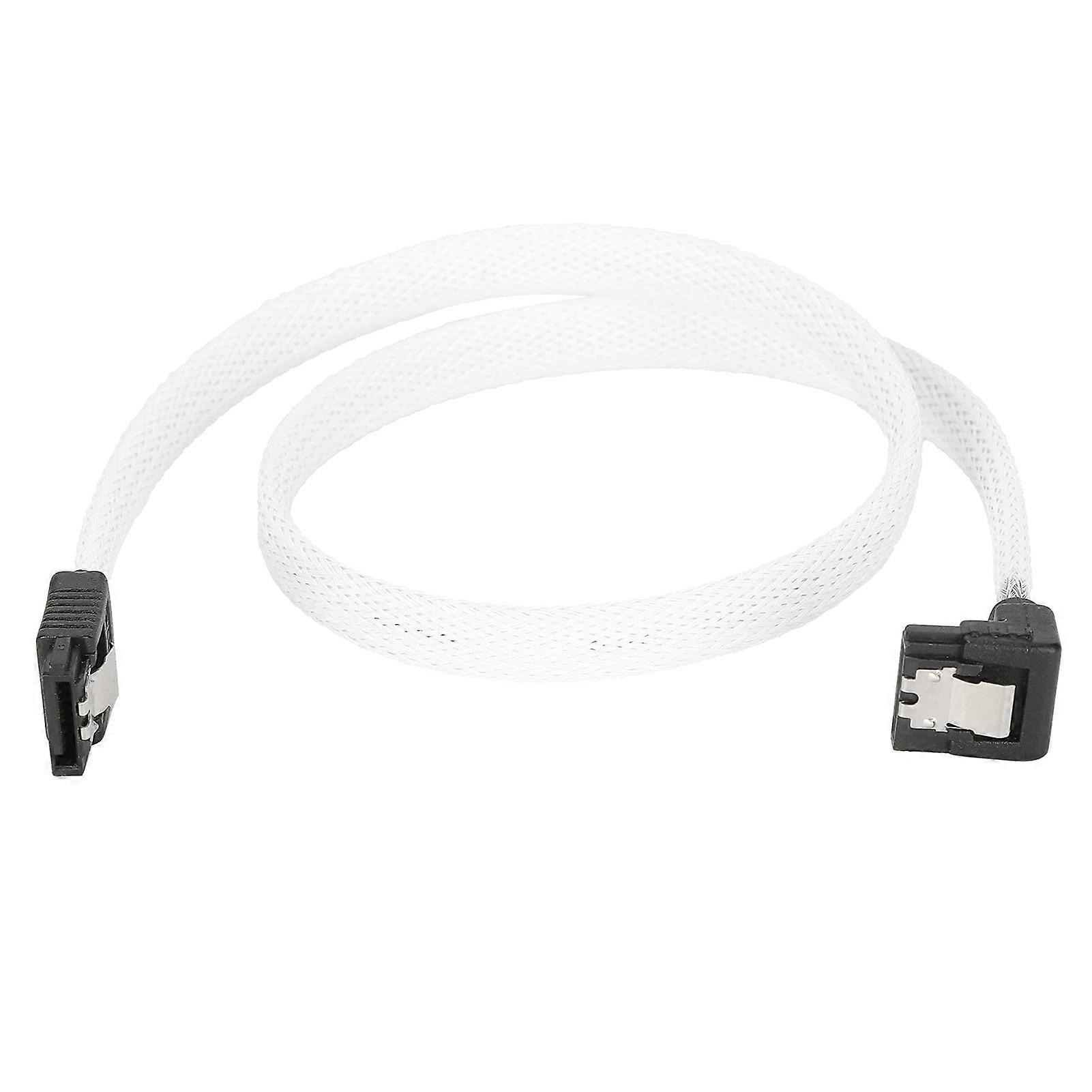 SATA 3.0 SSD Data Transfer Cable with Elbow Connector, White 6Gbps Speed Extension Cord