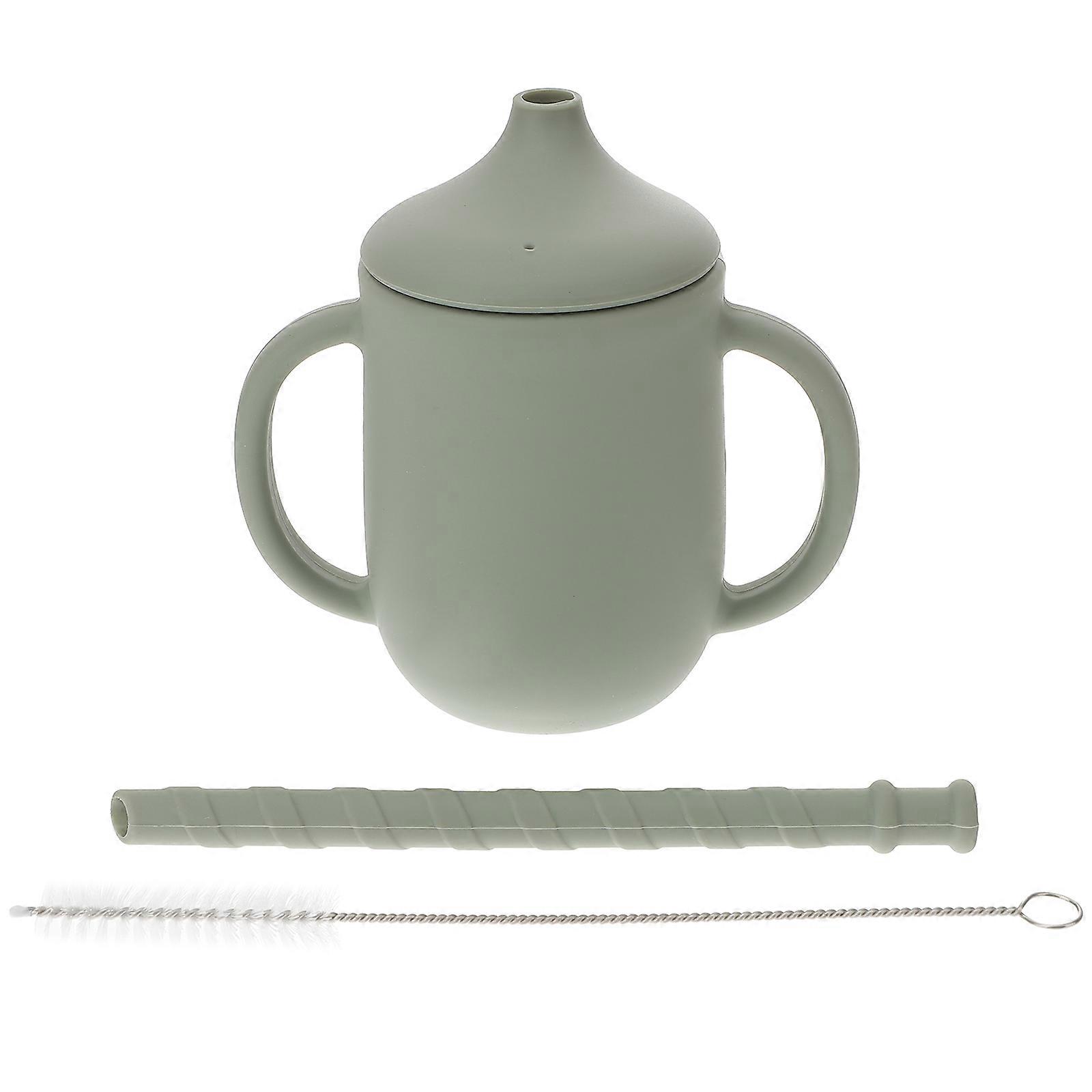 Silicone Sippy Cup for Kids with Straw Brush Easy Cup