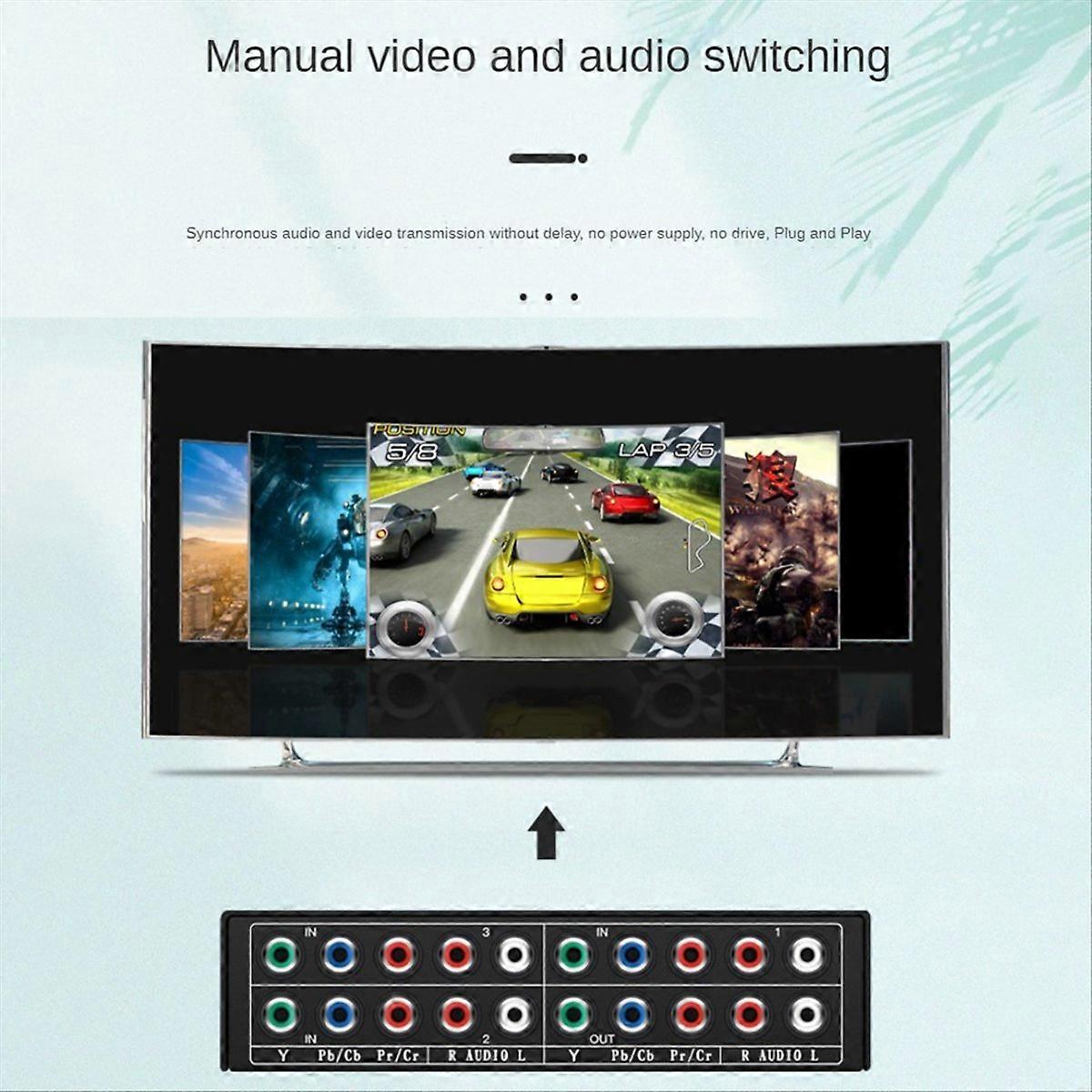 3 Channel 5 RCA Ypbpr RGB Component Selector AV Switcher