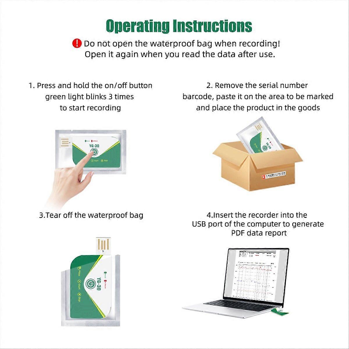 180 Days Temperature Data Recorder Disposable USB Data Logger