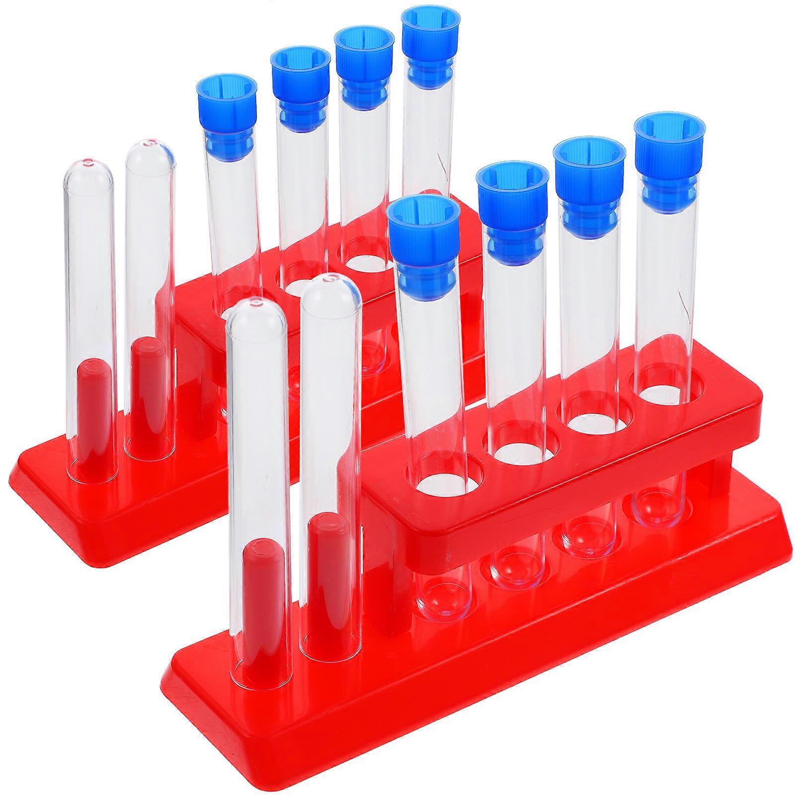 Assorted Color Laboratory Test Tubes and Rack Experiment Vials 1Set