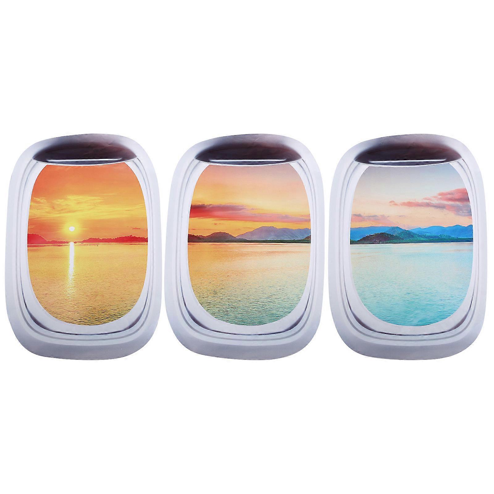 Mural Decal Creative Simulated Airplane Window Sticker 3Pcs