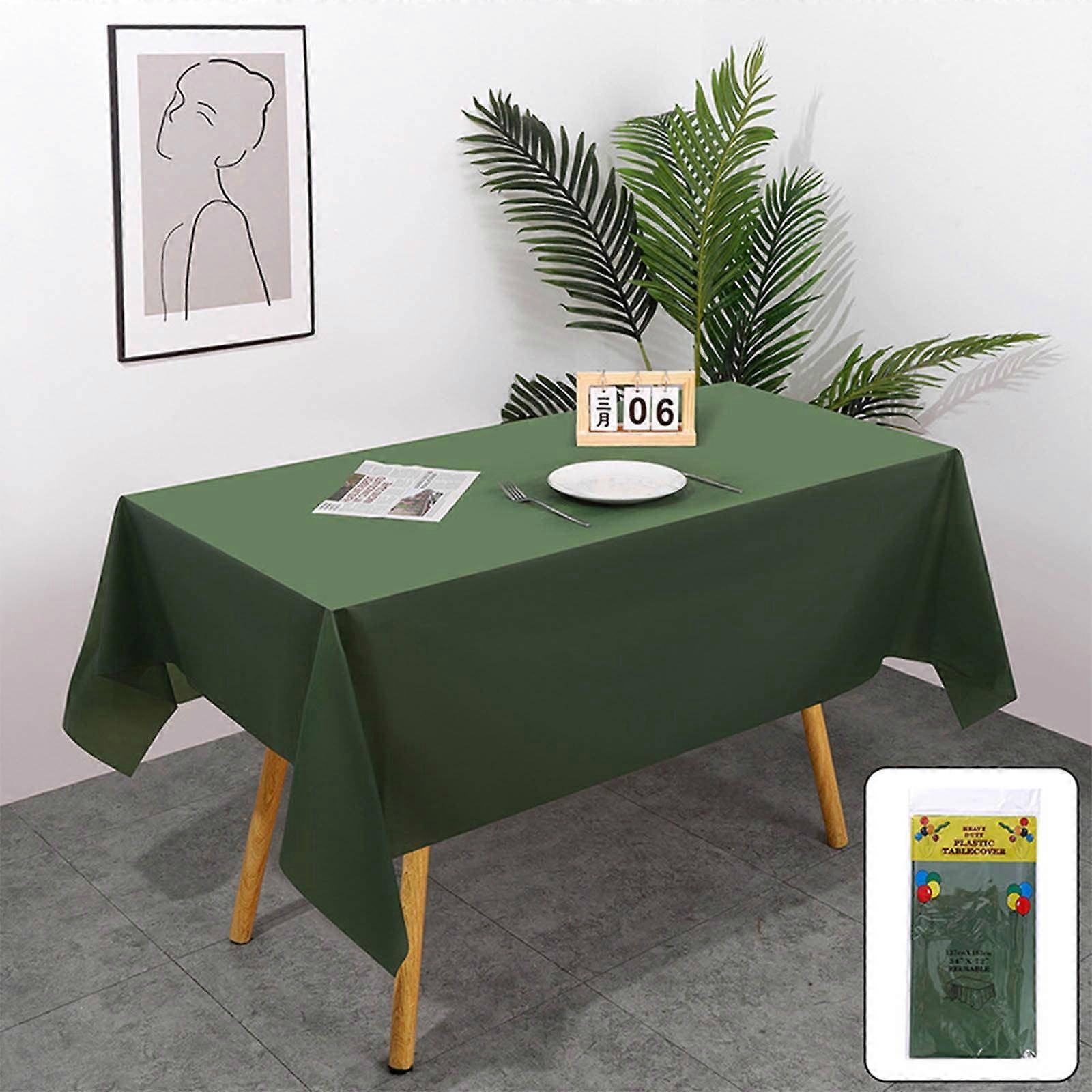 Solid Color Square Disposable Tablecloth, Large Plastic Rectangle Table Cover, Wipe Clean Party Tablecloth