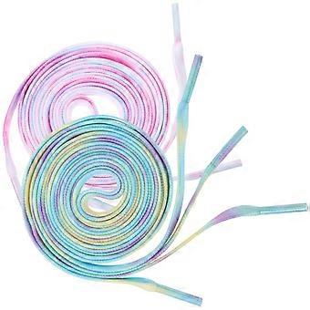 2 Pair Colorful Dyeing Shoelace Tie-Dye Gradient Shoe Straps Multi-purpose Laces for Shoes Random Color