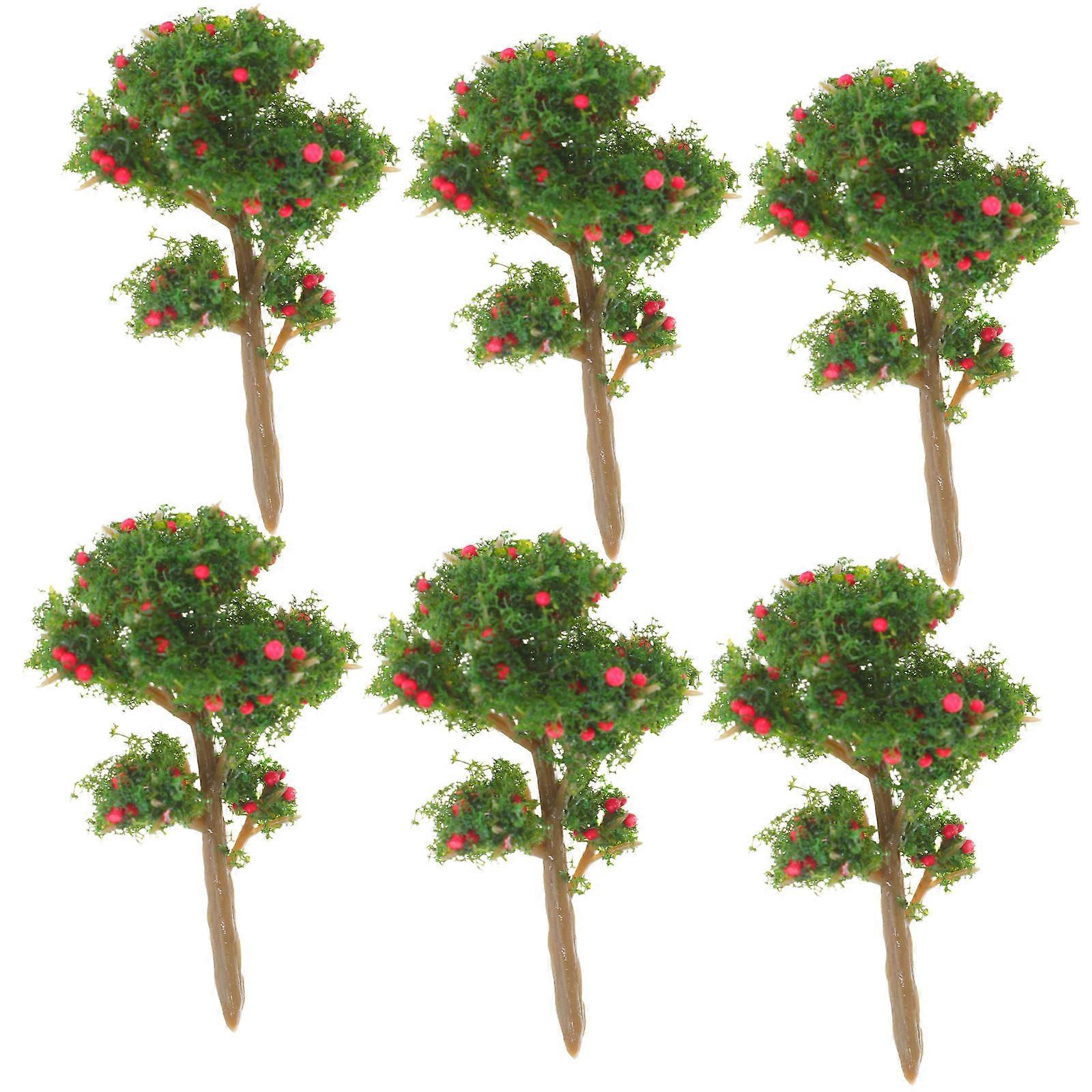 Fruit Tree Artificial Tree Model for Diorama Decorations 6Pcs Set