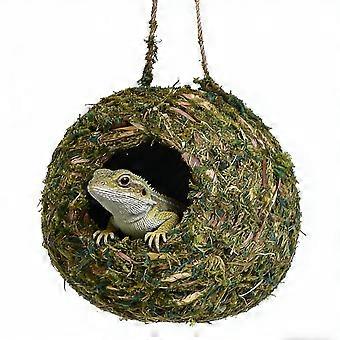 Terrariumdecoratie: Mosgrot, habitatdecoratie, hangende hangmat, nest voor reptielen en hagedissen, klim- en speelplek, meerkleurig