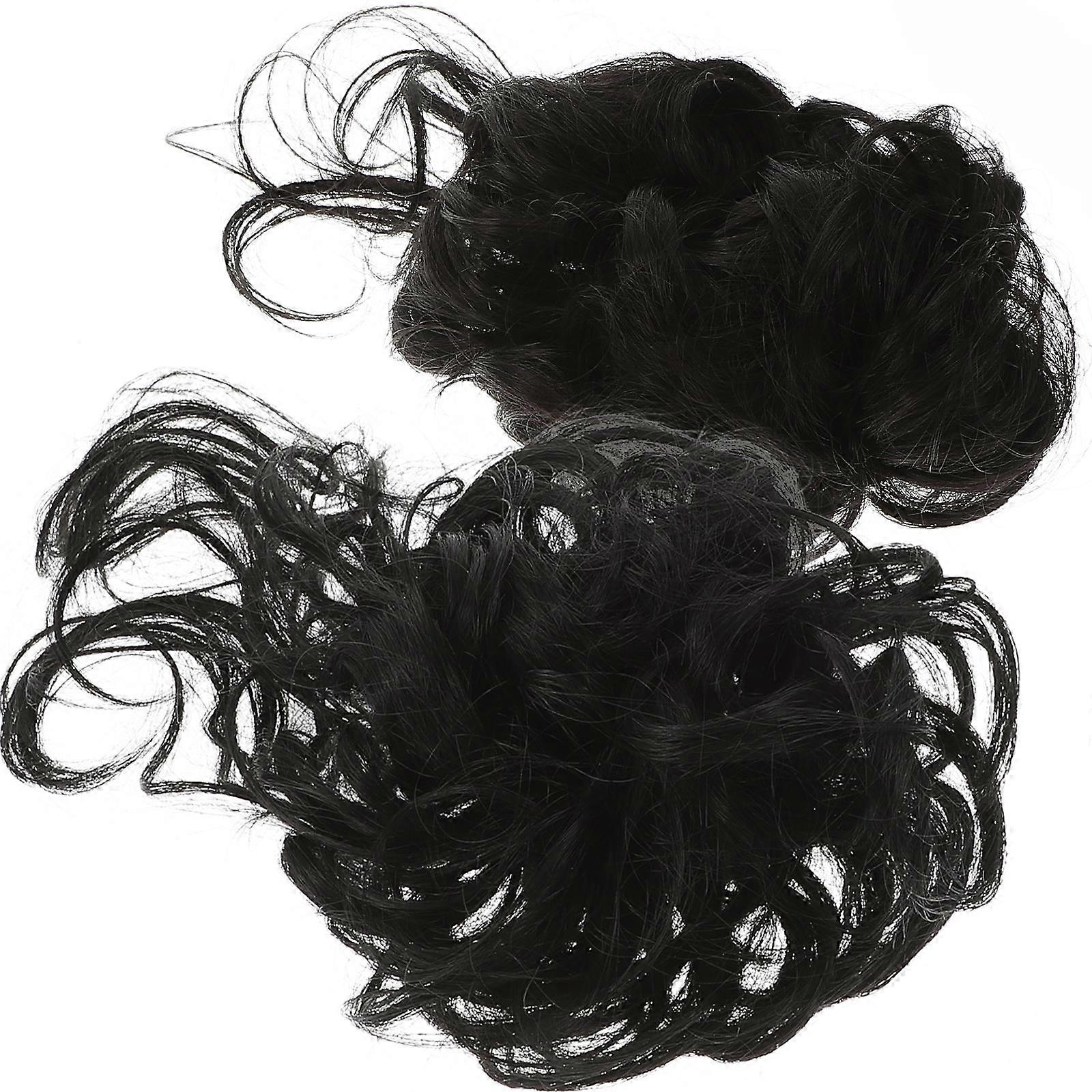 Chignon décoiffé postiche avec élastique en soie haute température (2 pièces)