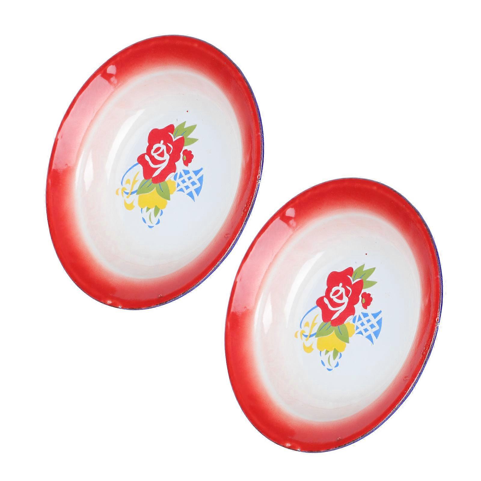 Household Storage Plates Floral Pattern Ceramic Plates for 4Pcs