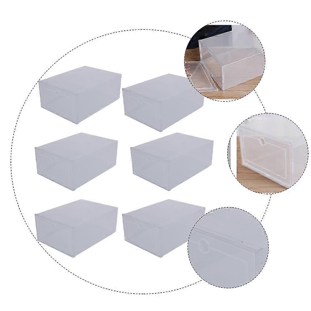 6Pcs Plastic Creative Shoes Case Clamshell-type Shoes Container (Transparent)