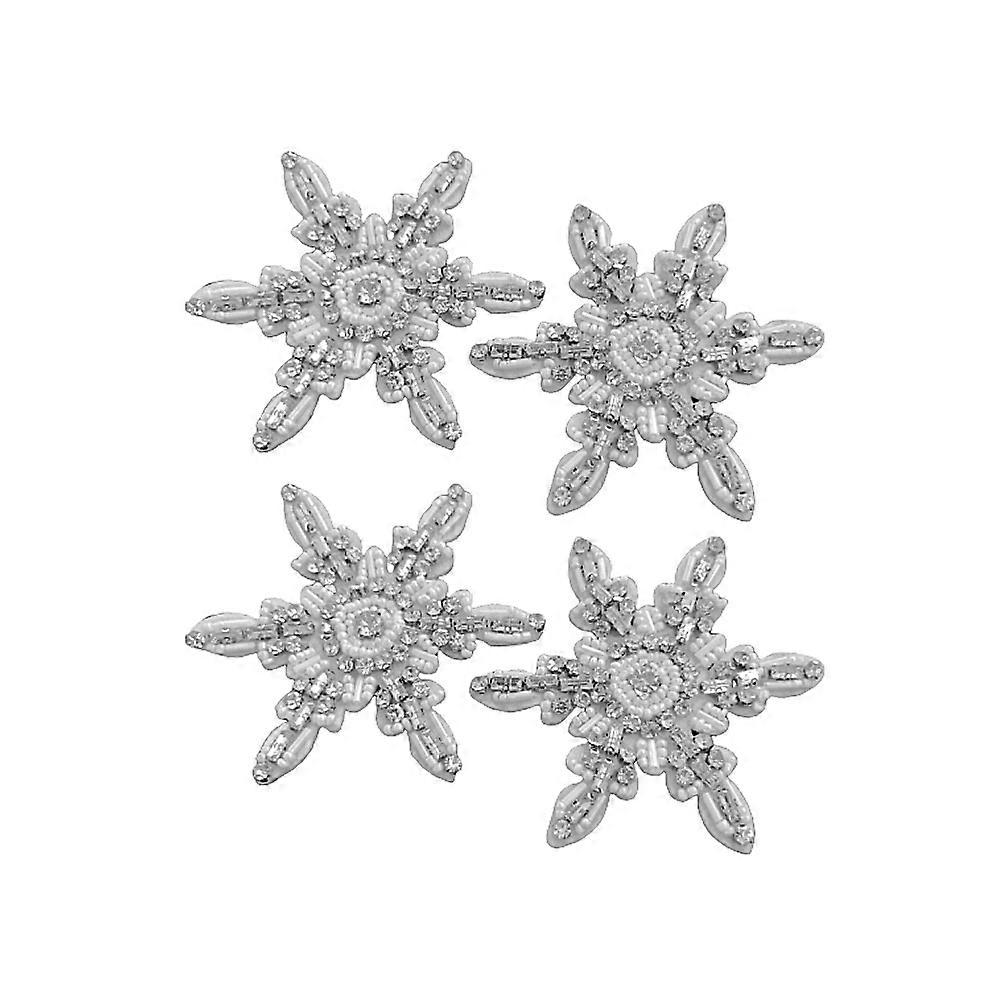 Snowflake Cloth Patch for Coat Decoration 2Pcs White Sewing Accessory