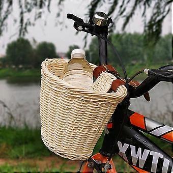 Cesta para bicicleta de exterior, cesta delantera para manillar infantil, de ratán tejido.