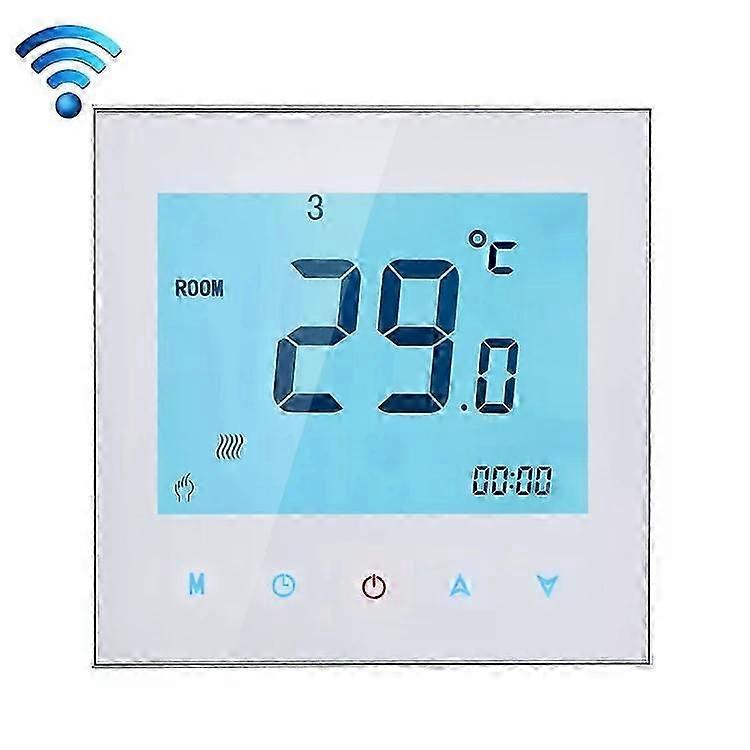 WiFi Heating Thermostat-16A Touch LCD,Sensor,Clock,White-White