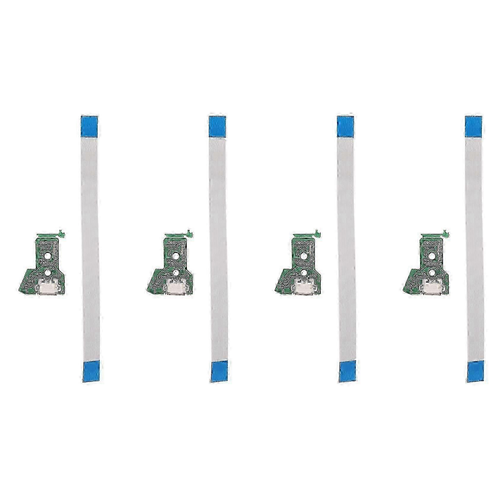 4X compatible with PS4 Controller -USB Charging Socket Circuit Board -040 12-Pin Cable Port