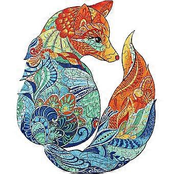 Wooden Puzzles for Adults, Fox Wooden Puzzle Jigsaw Unique Animal Shaped Pieces, Charming Fox Puzzle Best Gift for Adults, Kids, Toddlers, 143pcs (5.7