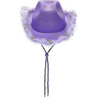 SNDO-Women's Vintage Cowboy Hat Fluffy Feather Wide Brim Women's Western Disco Cowboy Hat Bottom
