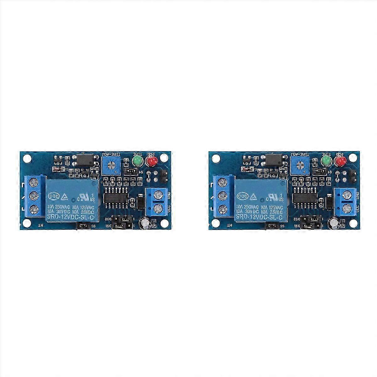 12V DC Delay Relay Module, Adjustable Timer Delay Turn On/Off Switch, Reverse Polarity Protection, High Load Capacity 2 Pack