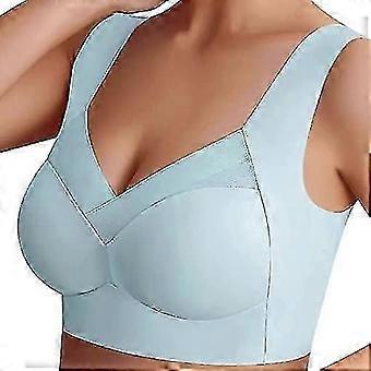 Soutien-gorge gainant confortable sans armatures pour femme, soutien-gorge de sport push-up sans coutures, taille 2XL, bleu