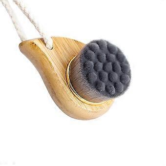 Rosette Bambou Charbon Fibre Visage Brosses Nettoyant Doux Visage Soin du Visage Soin de la Peau Outil Nettoyeur de Pores Exfolier Brosse Poignée En Bambou (gris)