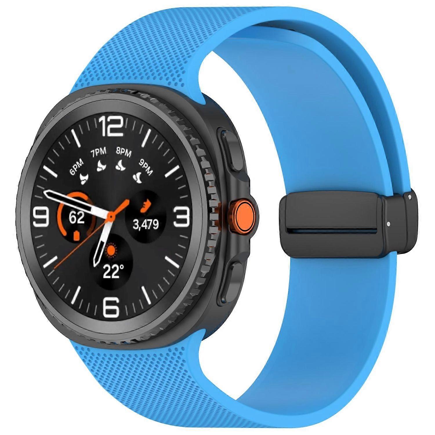 Silicone wristband with magnetic closure for Samsung Galaxy Watch 8 / 8 Classic Checkered Design Blue