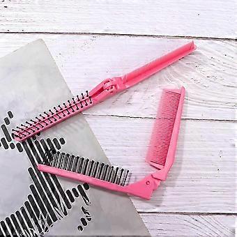 Double-Headed Foldable Comb for Hair Use 1 Bag 6Pcs Anti-Static Hair Comb Pink