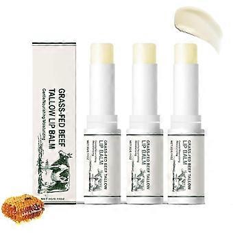 Organic Tallow Lip Balm 3 Pack for Deep Hydration and Daily Protection for Chapped Lips