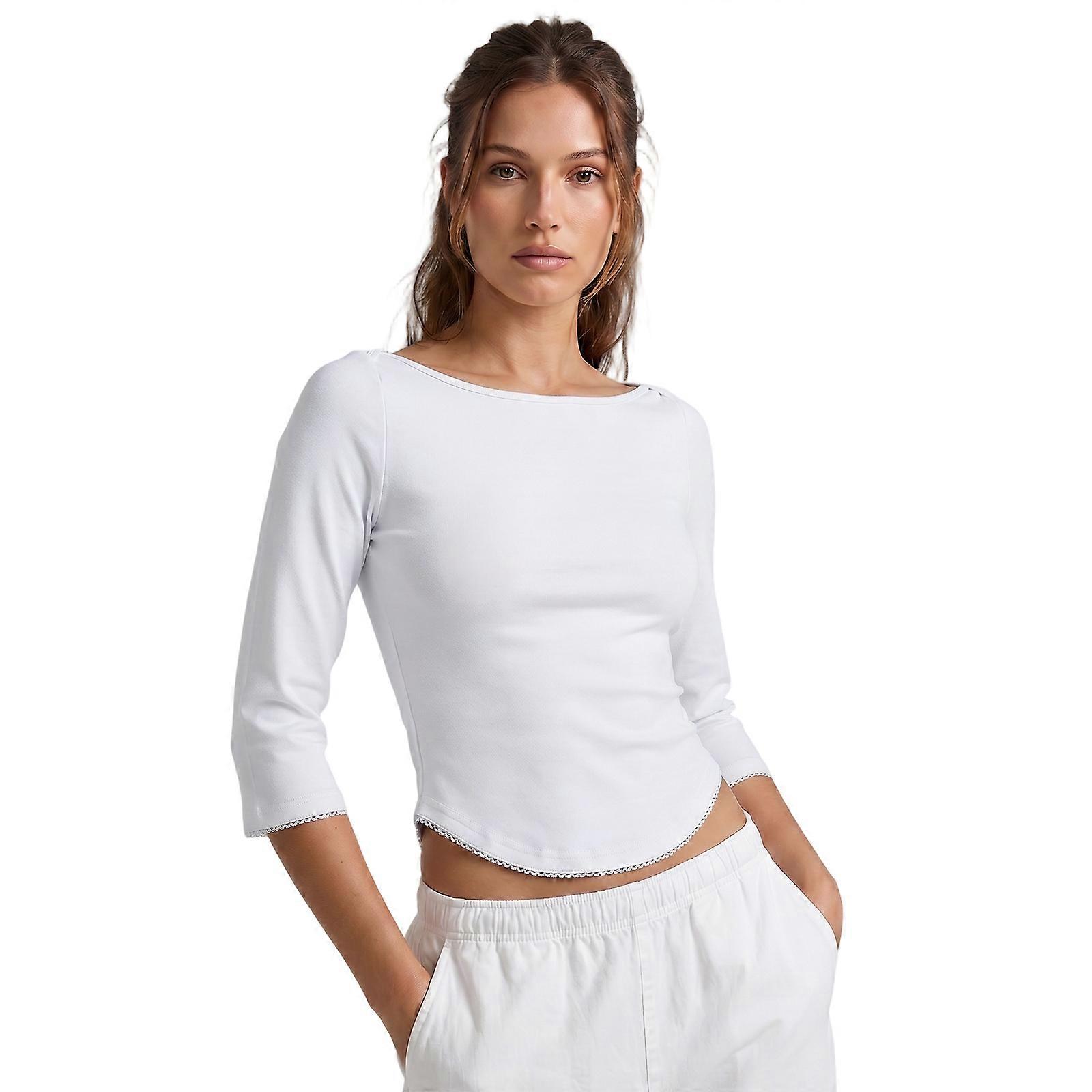 Women Basic Fall Tops Elegant Solid Color Boat Neck 3/4 Sleeves Shirt