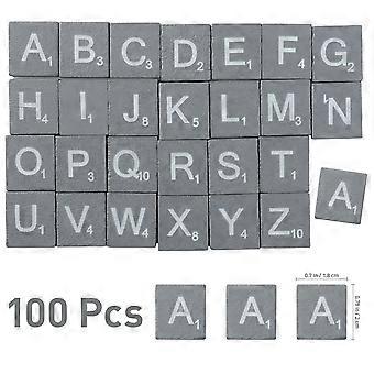 SUPVOX 100PCS Grey Natural Wood Chips DIY 26 English Letters Words Alphabet Puzzle Literacy Box Baby Intellectual Development Wooden Chips