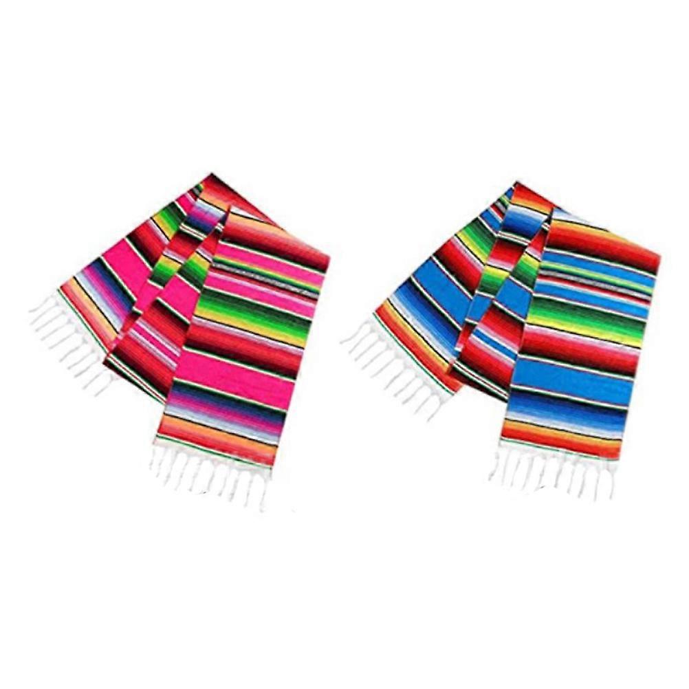 Mexico Table Cloth Cotton Table Runner for Decor 2Pcs Assorted Colors