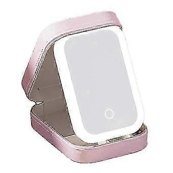 Led Three-color Adjustable Makeup Mirror, Three Colors Brightness Adjustable Makeup Mirror With Lights Pink erfg