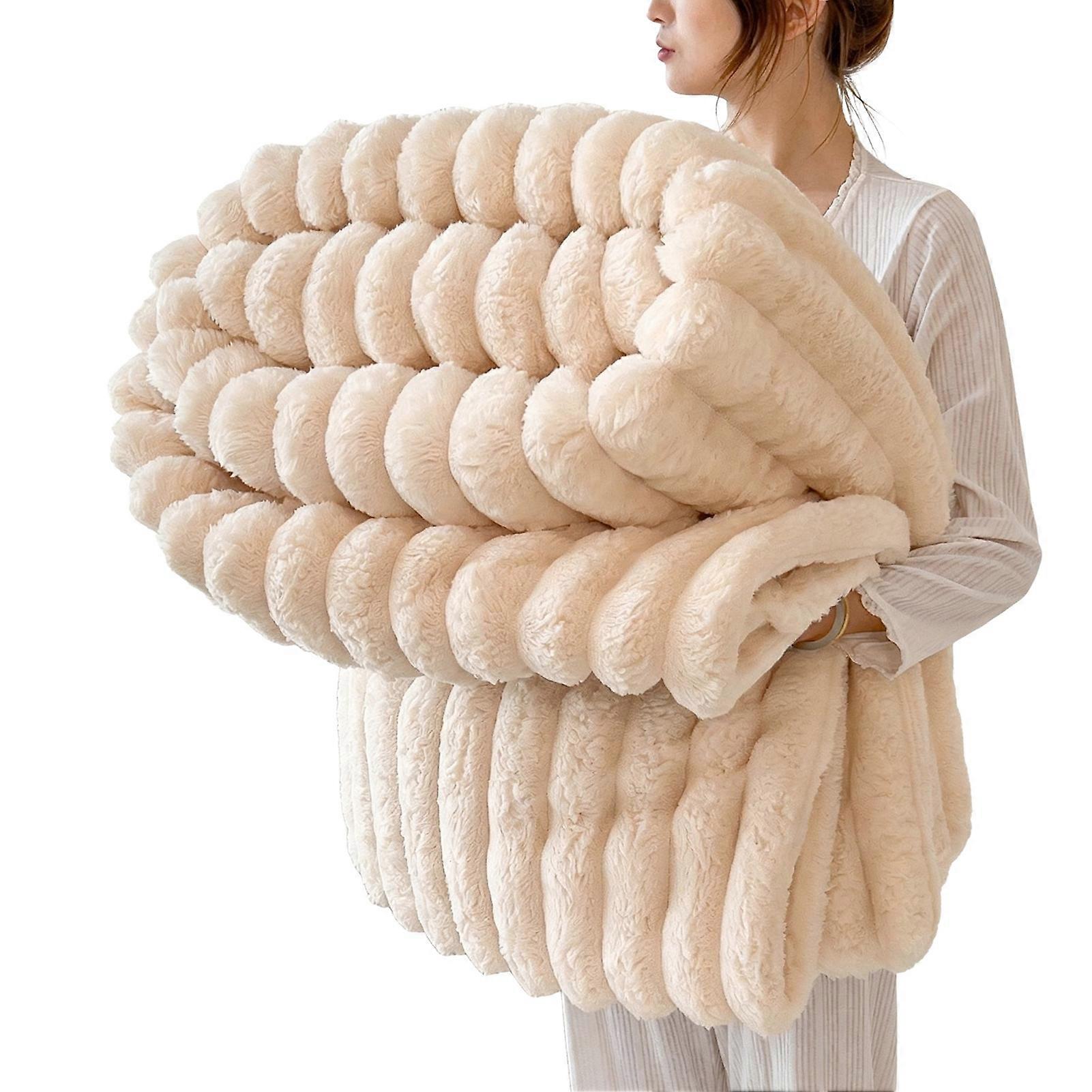 Soft Plush Throw Blanket Fluffy & Reversible for Hot Sleeper