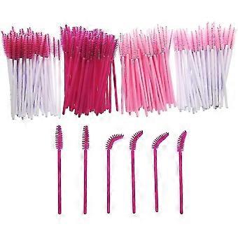 200 Pink Engangs Plast Mascara Applikator Wands Øjenvipper Forlængelse Børster Øjenbryn Børste