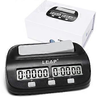 LEAP Schachuhr Digitaler Schachtimer Profi für Brettspieler Auf-/Abwärtszähler mit Alarmfunktion Schwarz (Offizieller Shop)