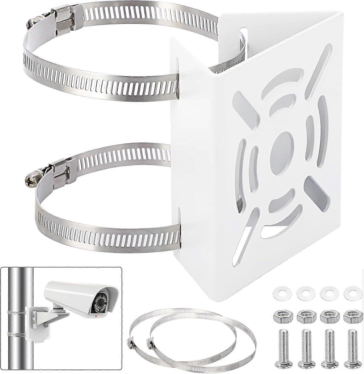 Universal CCTV Camera Pole Mount Bracket with 4 Adjustable Stainless Loops