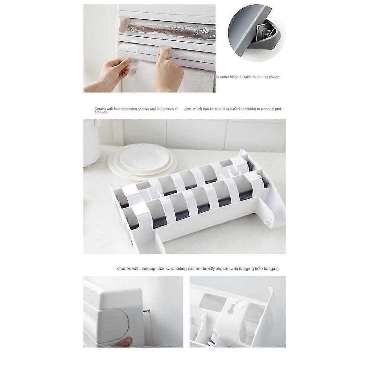 Plastic Wrap Paper Storage Rack Wall-Mounted Roll Rack Khaki