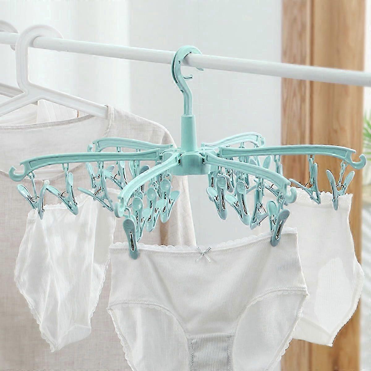 Foldable 24-Clip Sock Dryer With Rotating Hook