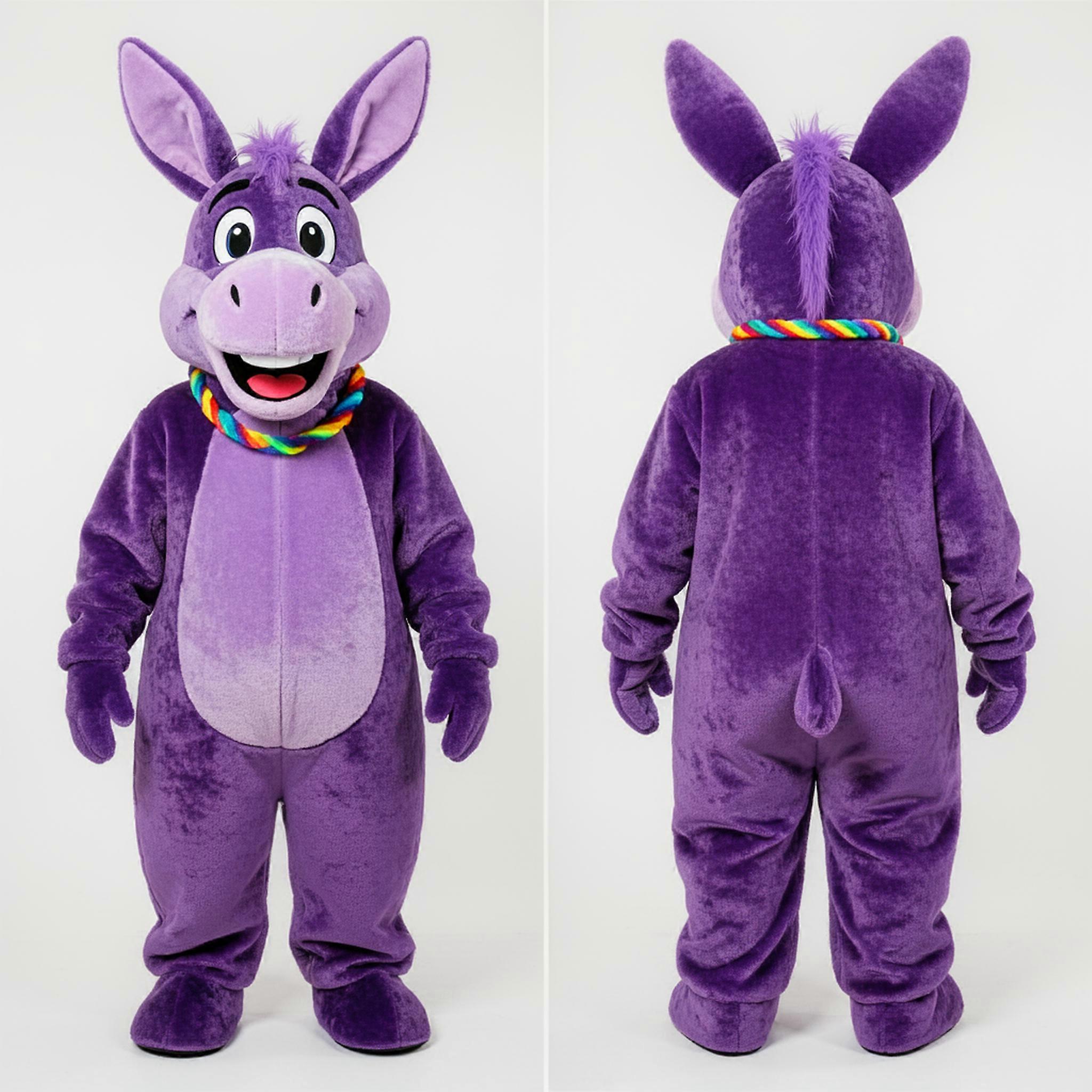 MASTICOT Purple Fluffy Donkey Mascot