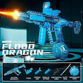 Jiaolong Flaming Electric Water Gun with LED Lights Outdoor Summer Beach Pool High Capacity Long Range Shooting Toy Party Gift