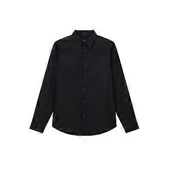 Men's Armani Exchange | Ax Xm001587 Af166319 All-over Repeat Tonal Logo Pattern Print Long Sleeve Shirt - Black