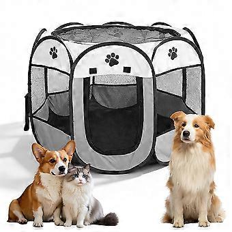 Puppyren Opvouwbaar Grijs - 73x73x43 cm - Voor Kleine Huisdieren