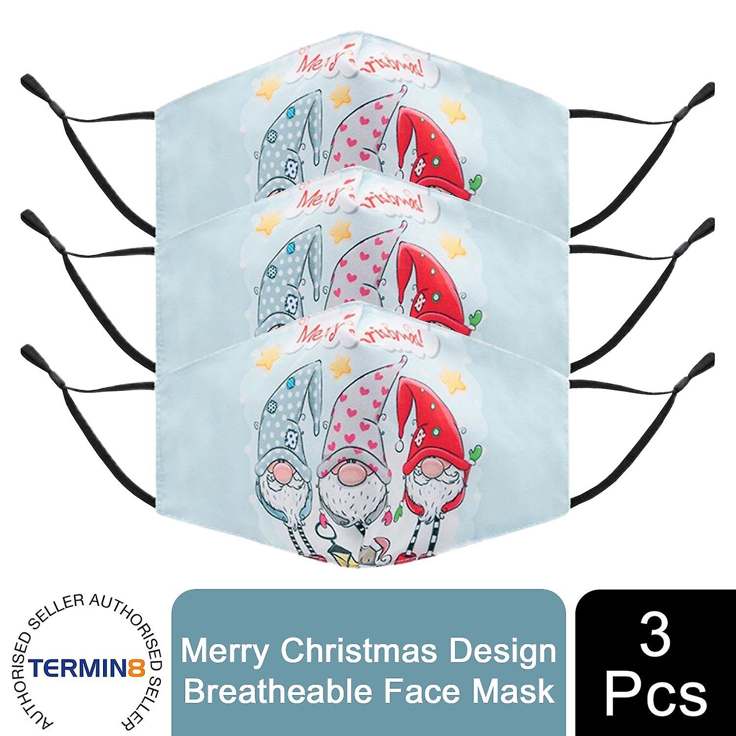 3x Termin8 Merry Christmas Design Breathable Masks- Design 6