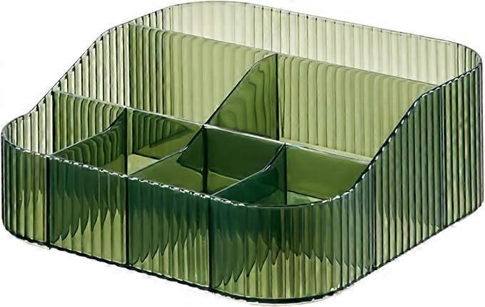 This 7-compartment storage box can hold makeup brushes, eyeliners, lip